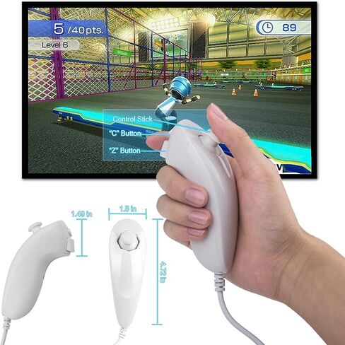 وحدة تحكم SogYupk بديلة لجهاز التحكم عن بعد Wii مع عصا التحكم Nunchaku، متوافقة مع وحدة تحكم Nintendo Wii وWii U، لوحة ألعاب مع غطاء من السيليكون وحزام معصم (مجموعة بيضاء واحدة) (متجددة) in Kuwait