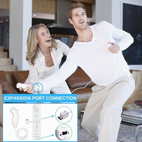وحدة تحكم SogYupk بديلة لجهاز التحكم عن بعد Wii مع عصا التحكم Nunchaku، متوافقة مع وحدة تحكم Nintendo Wii وWii U، لوحة ألعاب مع غطاء من السيليكون وحزام معصم (مجموعة بيضاء واحدة) (متجددة) in Kuwait
