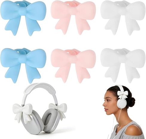 6 Pack Silicone Bow Headphone Accessory, Silicone Headphone Accessory, Headphone Bow Accessories, Easy to Apply, Bow for Headphones in Saudi Arabia
