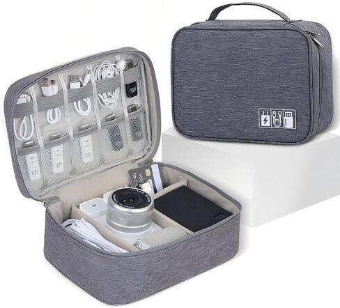 Double Layer Electronic Organizer Travel Storage Bag Waterproof Case With Multiple Pockets For Cables Chargers Udisks Power Banks Hard Drives And Tech Accessories For Business And Leisure in Saudi Arabia