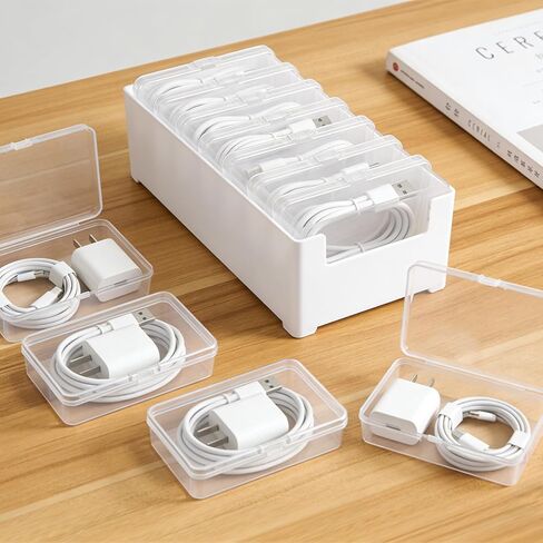 4 Set Cable Organizer Box with 7 Clear Switch Case Power Cord Organizer Desktop Cable Management Box Desktop Charger Cord Storage Organizer Box for Office Home Desk Accessories Stationery Supplies in Saudi Arabia