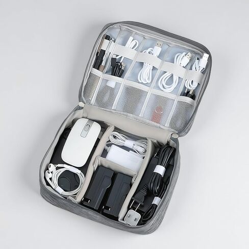 Portable Electronic Organizer Bag for Travel - Waterproof Cable Cord Case with Multiple Pockets, Charger & Power Bank Pouch, Compact Carrying Organizer for Cables, Hard Drive in Saudi Arabia