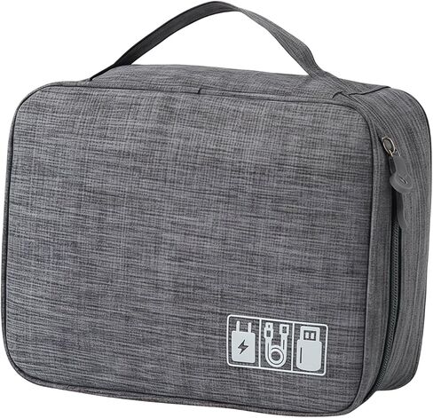 Portable Electronic Organizer Bag for Travel - Waterproof Cable Cord Case with Multiple Pockets, Charger & Power Bank Pouch, Compact Carrying Organizer for Cables, Hard Drive in Saudi Arabia
