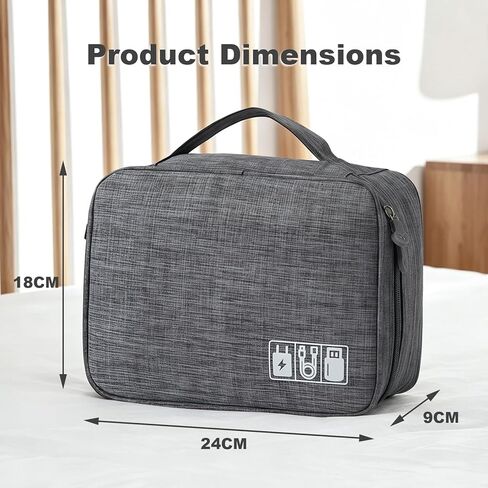 Portable Electronic Organizer Bag for Travel - Waterproof Cable Cord Case with Multiple Pockets, Charger & Power Bank Pouch, Compact Carrying Organizer for Cables, Hard Drive in Saudi Arabia