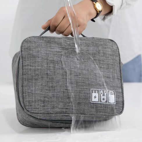 Portable Electronic Organizer Bag for Travel - Waterproof Cable Cord Case with Multiple Pockets, Charger & Power Bank Pouch, Compact Carrying Organizer for Cables, Hard Drive in Saudi Arabia