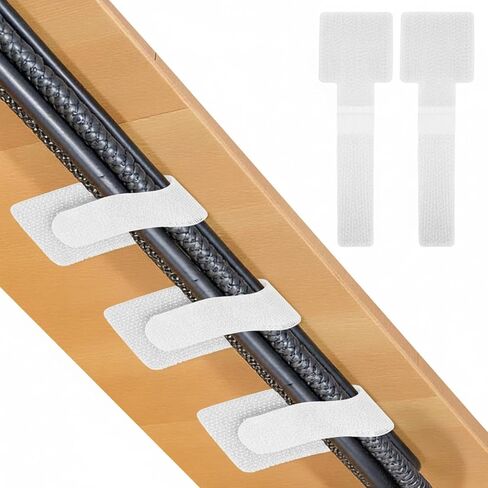 100 Pcs Hook and Loop Cable Straps, Self Adhesive Cord Organizers for Desk, Reusable Wire Ties Adjustable Cord Management for Home Office Under Computer Desk Management(White) in Saudi Arabia