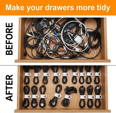 20 PCS Leather Cable Organizer, White Leather Cord Organizer Portable Snap Cable Strap Charging Cables Cords Organizers Reusable Leathers Cables Ties Snap Closure for Men Women in Saudi Arabia