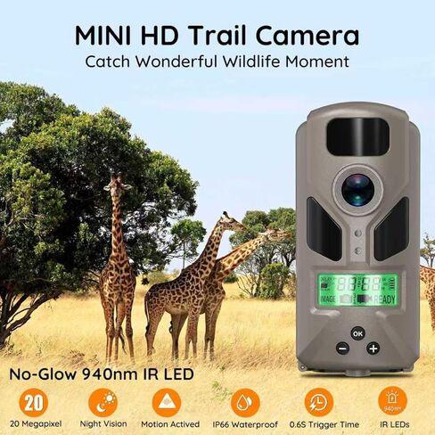 OUTDOOR EXPERT 20MP Mini Trail Camera 1080P Hunting Trail Camera with No Glow 940nm Night Vision Motion Activated IP66 Waterproof,80ft Illumination Range Hunting Game Cam for Wildlife Monitoring-Grey in Saudi Arabia