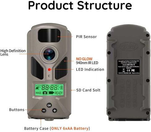 OUTDOOR EXPERT 20MP Mini Trail Camera 1080P Hunting Trail Camera with No Glow 940nm Night Vision Motion Activated IP66 Waterproof,80ft Illumination Range Hunting Game Cam for Wildlife Monitoring-Grey in Saudi Arabia