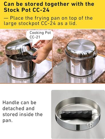 CAMPINGMOON 3-Layer Camping Frying Pan 9 Inch Stainless Steel Detachable Handle Induction Open Fire Compatible CC-23 in Saudi Arabia