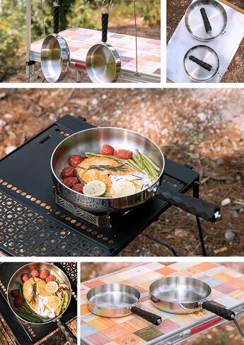 CAMPINGMOON 3-Layer Camping Frying Pan 9 Inch Stainless Steel Detachable Handle Induction Open Fire Compatible CC-23 in Saudi Arabia
