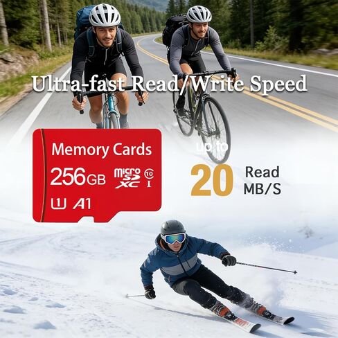 256GB Class 10 MicroSDHC Flash Memory Card with Adapter for Mobile Device Storage Phone, Tablet, Drone & Full HD Video Recording in Saudi Arabia