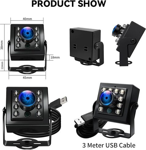 كاميرا USB 1080 بكسل 60 إطارًا في الثانية عالية السرعة بالأشعة تحت الحمراء رؤية ليلية ونهارية مع توصيل وتشغيل عدسة عين السمكة 170 درجة فائقة الاتساع لنظام التشغيل Windows Linux Android Mac OS 3D لالتقاط الفيديو بالطابعة in Kuwait