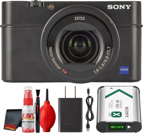 كاميرا رقمية مدمجة ممتازة Sony DSC-RX100 III بدقة 20.1 ميجابكسل مع مستشعر Exmor R مقاس 1 بوصة، وعدسة ZEISS مقاس 24-70 مم f/1.8-2.8، وشاشة OLED المنبثقة، وفيديو عالي الدقة (DSCRX100M3/B) + مجموعة تنظيف (حزمة 6 قطع) (متجددة) in Saudi Arabia