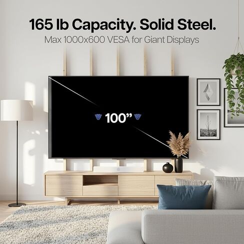 VIVO No Stud TV Wall Mount for 32 to 100 inch Screens, Max VESA 1000x600mm, Studless Drywall Mounting Solution, Black, MOUNT-NS100 in Saudi Arabia
