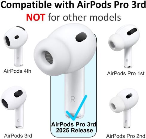 مجموعة A-Focus المضادة للانزلاق لـ AirPods Pro 3، خطاف أذن من السيليكون قابل للتعديل، تصميم مريح، أجنحة، خطافات أذن، حزام، ملحقات سماعات أذن رياضية، طرف أذن متوافق مع AirPods Pro 3، أبيض in Saudi Arabia