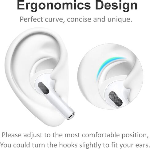مجموعة A-Focus المضادة للانزلاق لـ AirPods Pro 3، خطاف أذن من السيليكون قابل للتعديل، تصميم مريح، أجنحة، خطافات أذن، حزام، ملحقات سماعات أذن رياضية، طرف أذن متوافق مع AirPods Pro 3، أبيض in Saudi Arabia