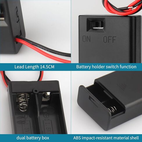 VWEICYY 3PCS 2 x 1.5V AA Battery Holder Enclosures with Wire Leads and On/Off Switch in Saudi Arabia