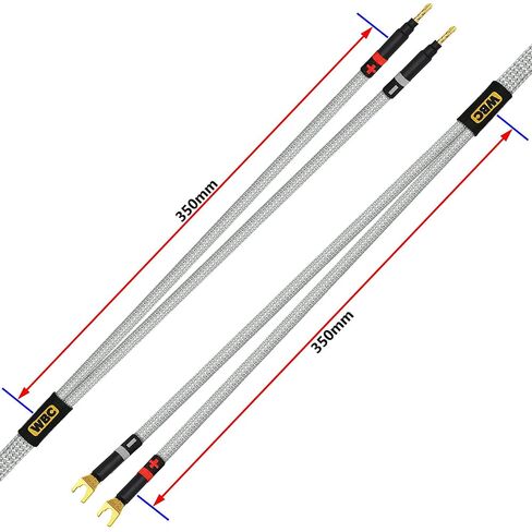 WORLDS BEST CABLES 6 Foot Ultimate - 8 AWG - Ultra-Pure OFC - Premium Audiophile HiFi Speaker Cable Pair with Eminence Gold Banana (x2) & Spade (x2) Plugs & Silver Tweed Jacket in Saudi Arabia
