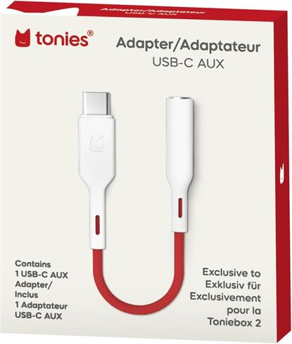 محول Tonies USB-C إلى AUX لـ Toniebox 2 - محول مقبس سماعة الرأس مع DAC مدمج - صوت آمن للأطفال، 3.5 ملم أنثى إلى USB-C ذكر in Kuwait