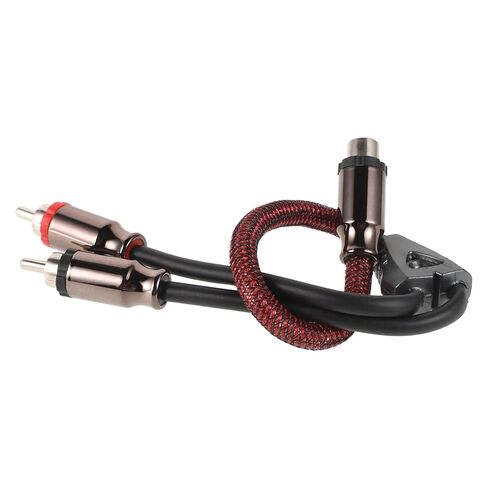 كابل مقسم Totority RCA 1 ذكر إلى 2 ذكر RCA سلك صوت لمضخم صوت السيارة، موصلات معدنية نحاسية نقية مع كم شبكي أحمر، كابل سلك مكبر صوت السيارة in Saudi Arabia