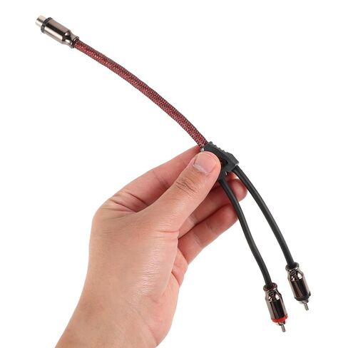 كابل مقسم Totority RCA 1 ذكر إلى 2 ذكر RCA سلك صوت لمضخم صوت السيارة، موصلات معدنية نحاسية نقية مع كم شبكي أحمر، كابل سلك مكبر صوت السيارة in Saudi Arabia