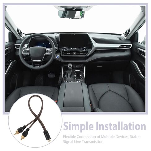 HANABASS Dual Male RCA Splitter Cable Copper Car Audio RCA Adapter 1 to 2 Y-Splitter Cord Female to Dual Male for Car Stereo Amplifier Installation in Saudi Arabia