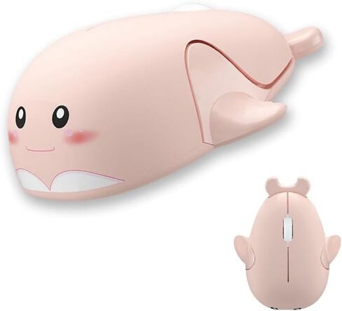 Wireless Mouse 2.4GHz USB Small Cute Cartoon Dolphin Shape, Pink in Kuwait