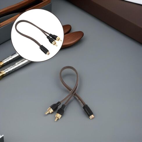 HANABASS Dual Male RCA Splitter Cable Copper Car Audio RCA Adapter 1 to 2 Y-Splitter Cord Female to Dual Male for Car Stereo Amplifier Installation in Saudi Arabia