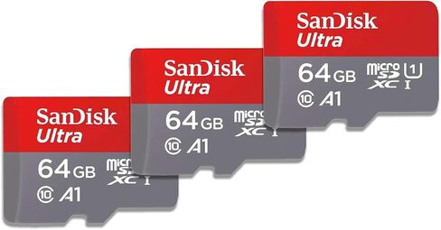 SanDisk Ultra 64GB microSDXC UHS-I Card with Adapter(SDSQUAR-064G-GN6MA), 3 Pack(64GB) in Saudi Arabia