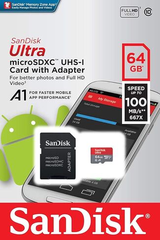 SanDisk Ultra 64GB microSDXC UHS-I Card with Adapter(SDSQUAR-064G-GN6MA), 3 Pack(64GB) in Saudi Arabia
