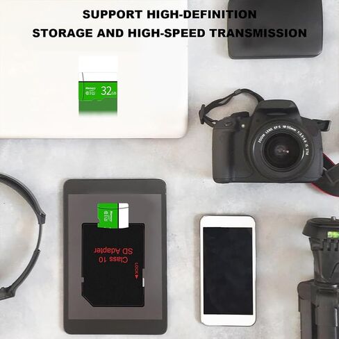 بطاقة MicroSD بسعة 32 جيجابايت مع محول، A1، C10، U1، قراءة بسرعة 150 ميجابايت/ثانية للهواتف الذكية والكمبيوتر اللوحي والألعاب والفيديو عالي الدقة بالكامل، أخضر in Saudi Arabia