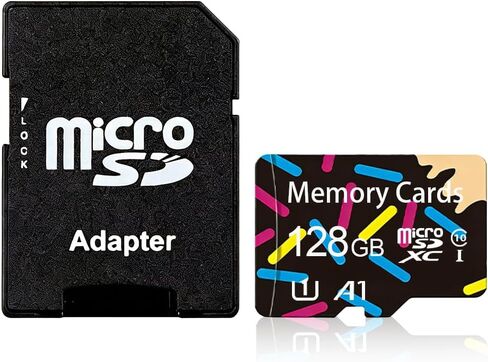 بطاقة ذاكرة فلاش MicroSDHC سعة 128 جيجابايت فئة 10 مع محول لتخزين الأجهزة المحمولة والهاتف والكمبيوتر اللوحي والطائرة بدون طيار وتسجيل فيديو عالي الدقة بالكامل in Saudi Arabia