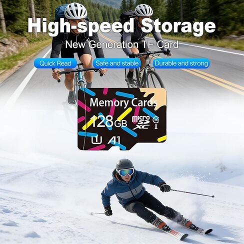 بطاقة ذاكرة فلاش MicroSDHC سعة 128 جيجابايت فئة 10 مع محول لتخزين الأجهزة المحمولة والهاتف والكمبيوتر اللوحي والطائرة بدون طيار وتسجيل فيديو عالي الدقة بالكامل in Saudi Arabia