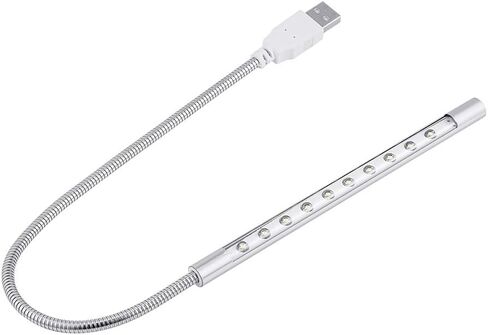 SUNGOOYUE 10pcs USB LED Light, High Brightness White Lamp Bulbs for Keyboard, Flexible Metal Wire with 360 Degree Rotation, Wide Compatibility for PC Laptop Desktop (Silver) in Saudi Arabia