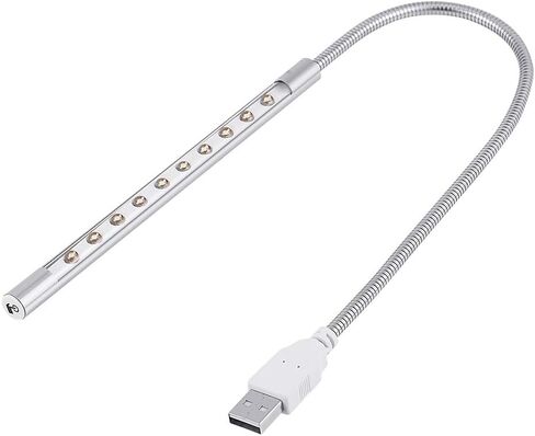 SUNGOOYUE 10pcs USB LED Light, High Brightness White Lamp Bulbs for Keyboard, Flexible Metal Wire with 360 Degree Rotation, Wide Compatibility for PC Laptop Desktop (Silver) in Saudi Arabia
