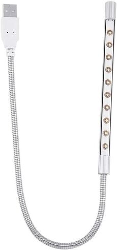 SUNGOOYUE 10pcs USB LED Light, High Brightness White Lamp Bulbs for Keyboard, Flexible Metal Wire with 360 Degree Rotation, Wide Compatibility for PC Laptop Desktop (Silver) in Saudi Arabia
