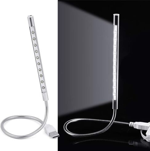 SUNGOOYUE 10pcs USB LED Light, High Brightness White Lamp Bulbs for Keyboard, Flexible Metal Wire with 360 Degree Rotation, Wide Compatibility for PC Laptop Desktop (Silver) in Saudi Arabia