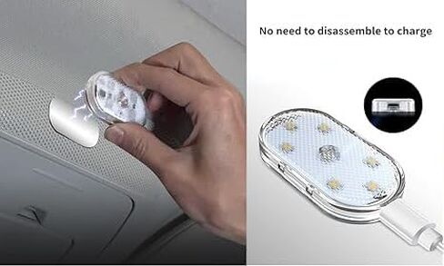 Warm White Car LED Lights Interior Car Lights with 6 Bright LED Lamp Beads Portable Night Reading Light USB Rechargeable Lighting Light 2Pcs in Saudi Arabia