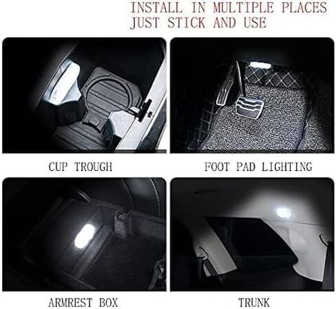 Warm White Car LED Lights Interior Car Lights with 6 Bright LED Lamp Beads Portable Night Reading Light USB Rechargeable Lighting Light 2Pcs in Saudi Arabia