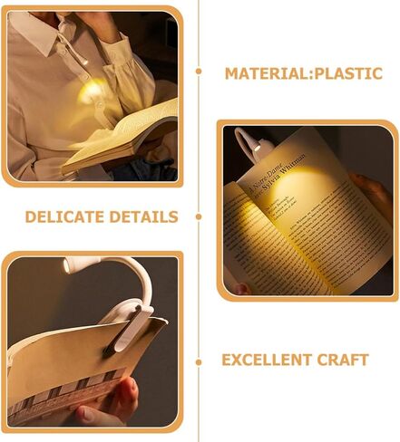 SOLUSTRE USB Rechargeable Clip-on LED Book Light Eye Care Lamp Mini Reading Light for Students Dormitory Bedside Portable Night Lamp White in Saudi Arabia