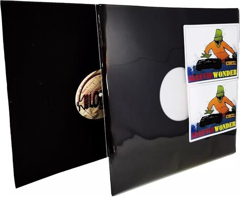 Sleevie Wonder 100 LP Inner Sleeves - Black Plastic - 2mil Bopp Polypropylene with Clear Window Label Protection - Best for Dj 12"" 33rpm Vinyl Record Albums (+1 Free Dj Sticker) in Saudi Arabia