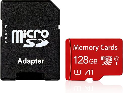 بطاقة ذاكرة فلاش MicroSDHC سعة 128 جيجابايت فئة 10 مع محول لتخزين الأجهزة المحمولة والهاتف والكمبيوتر اللوحي والطائرة بدون طيار وتسجيل فيديو عالي الدقة بالكامل in Saudi Arabia