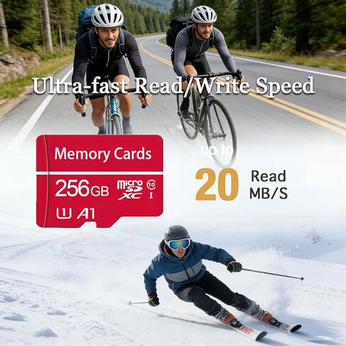 256GB Class 10 MicroSDHC Flash Memory Card with Adapter for Mobile Device Storage Phone, Tablet, Drone & Full HD Video Recording - C10, U1 in Saudi Arabia