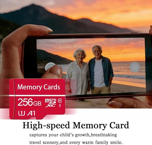 256GB Class 10 MicroSDHC Flash Memory Card with Adapter for Mobile Device Storage Phone, Tablet, Drone & Full HD Video Recording - C10, U1 in Saudi Arabia