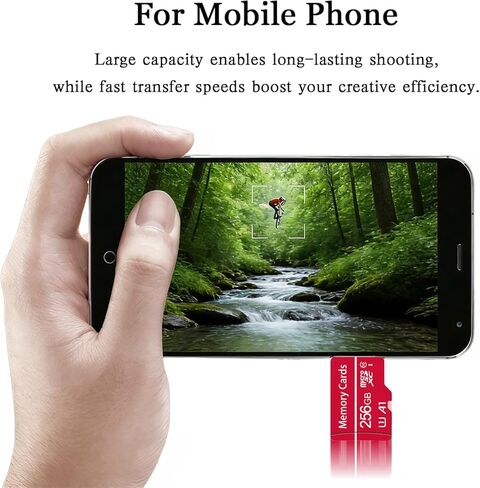 256GB Class 10 MicroSDHC Flash Memory Card with Adapter for Mobile Device Storage Phone, Tablet, Drone & Full HD Video Recording - C10, U1 in Saudi Arabia