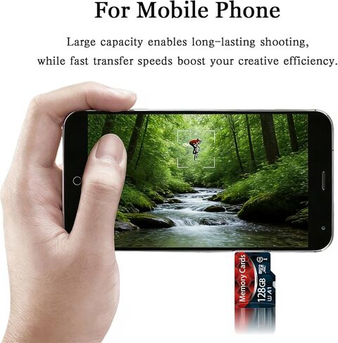 128GB Class 10 MicroSDHC Flash Memory Card with Adapter for Mobile Device Storage Phone, Tablet, Drone & Full HD Video Recording in Saudi Arabia