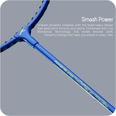 Hundred Powertek Star Badminton Racket Set of 2, Pre-Strung Racquets with Full Cover and 2 Nylon Shuttlecocks, Lightweight and Durable Badminton Set for Beginners and Recreational Play in Saudi Arabia