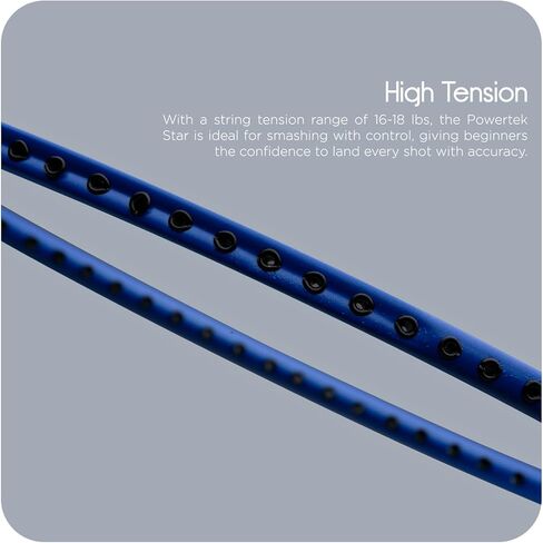 Hundred Powertek Star Badminton Racket Set of 2, Pre-Strung Racquets with Full Cover and 2 Nylon Shuttlecocks, Lightweight and Durable Badminton Set for Beginners and Recreational Play in Saudi Arabia
