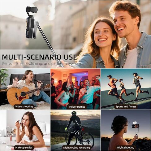 Magnetic LED Selfie Light Compatible for DJI Osmo Pocket 3, Magnetic Mini Fill Light with Cold Shoe Mount Adapter, 3 Color Temperatures, Brightness Adjustable, Rechargeable in Saudi Arabia